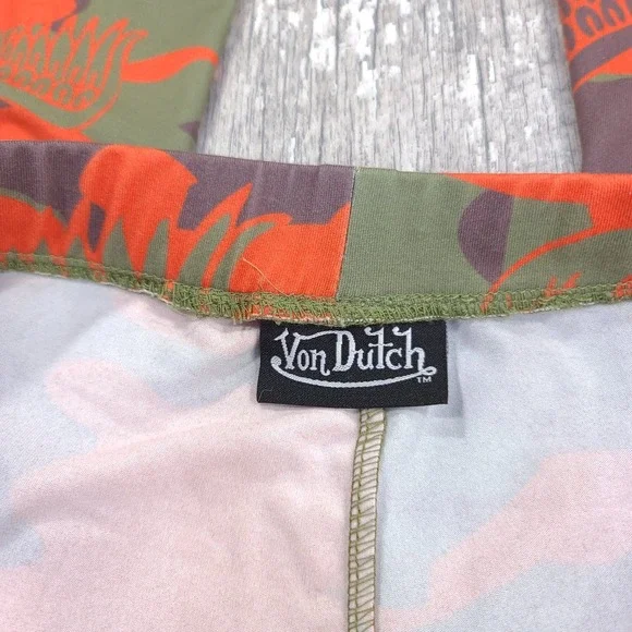 Von Dutch Womens Logo Print Leggings Size Large High Waist Camo Flare Leg - Picture 6 of 7